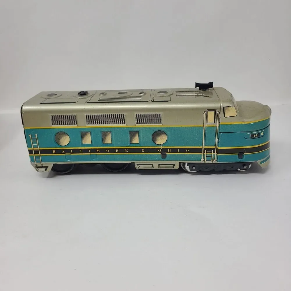 Vintage Marx Tin Train Baltimore & Ohio Locomotive Set w/ Box 5 Cars + Tracks